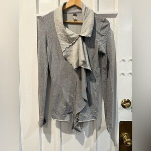 We The Free Heather Gray Ruffled Cardigan